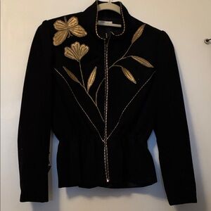 Vintage 1970s Black Retro Jacket with Gold Embroidery New Year’s Eve outfit